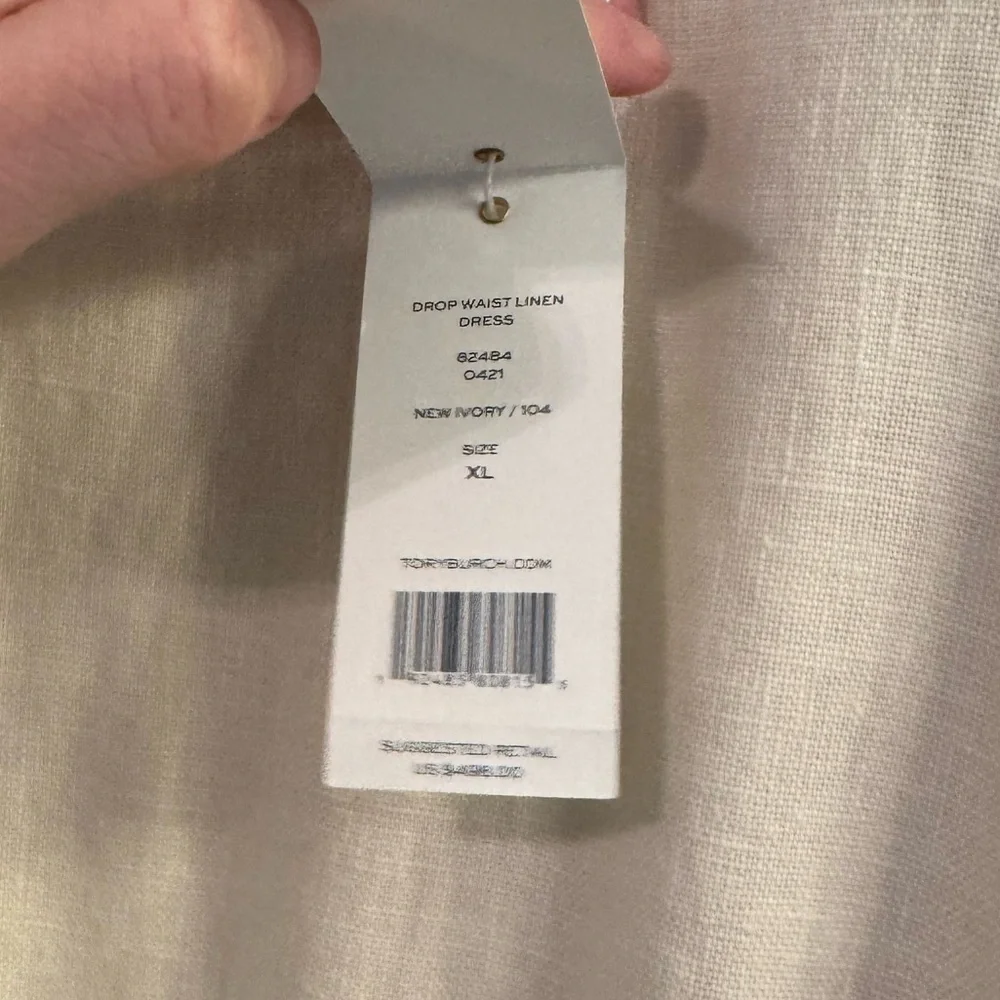 Tory Burch Drop-Waist Linen Dress XL New Ivory NEW WITH TAGS
